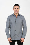 Diamond Print Long Sleeve Button Up