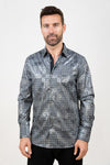 Abstract Geometric Medallion L/S Button Up