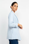 Collar Open Shirred Sleeve Blazer