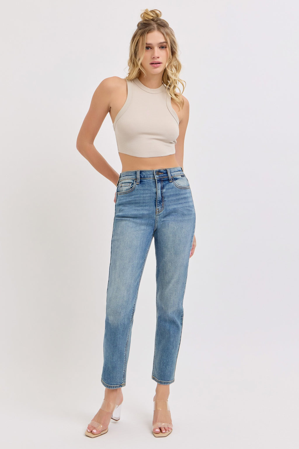 High Rise Clean Mom Jean