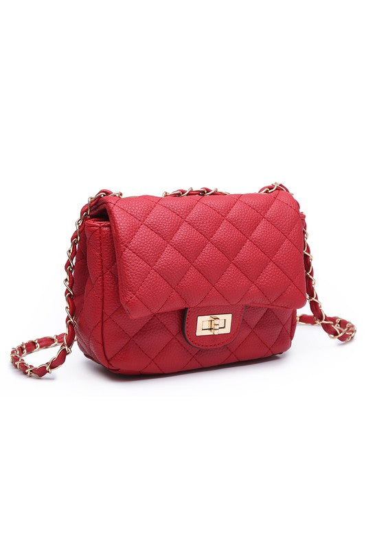 Quilted Lock Crossbody Bag