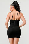 Mesh Contrast Drawstring Mini Dress