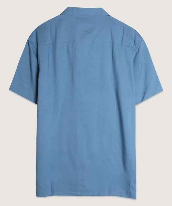 Solid Short Sleeve Camp Shirt
