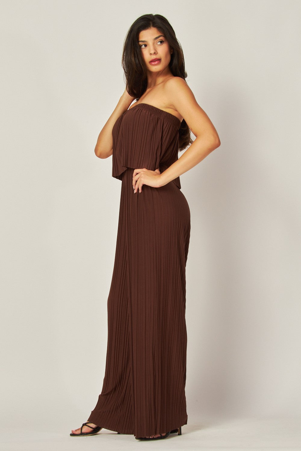 Venezia Pleated Strapless Jumpsuit