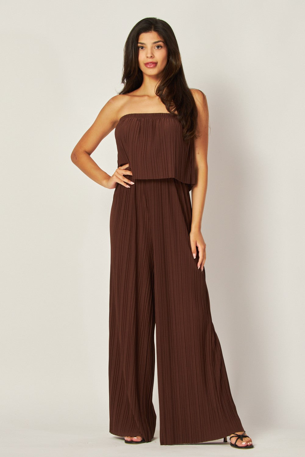 Venezia Pleated Strapless Jumpsuit