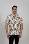 Baroque Chain Print Short Sleeve Button Up