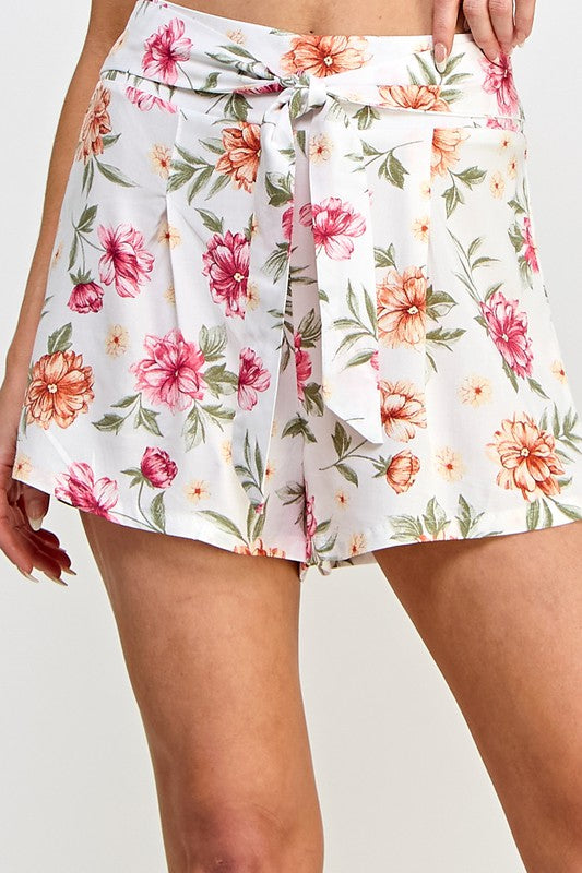 Floral Self Tie Pull On Short