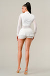 Mesh Sleeve Corset Bodice Zip Front Blazer