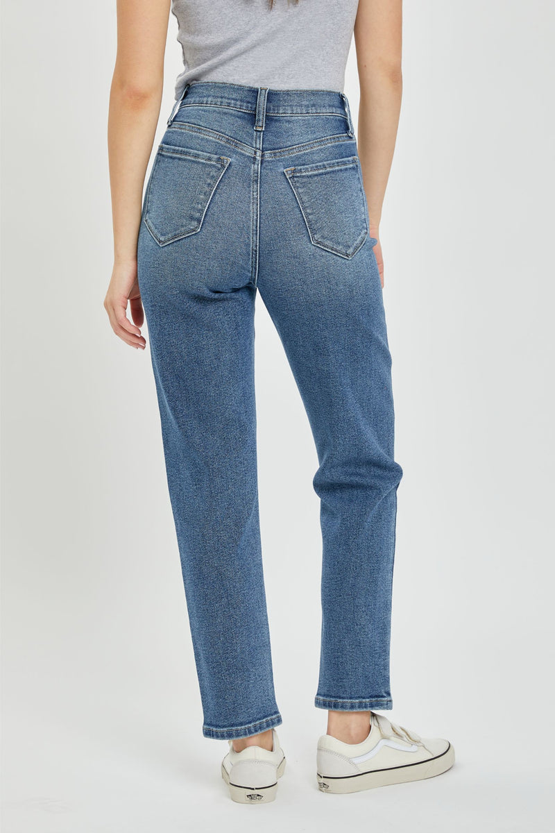High Rise Mom Jean with Front Pocket Detail
