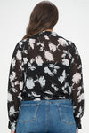 Floral Tie Front Long Sleeve Top