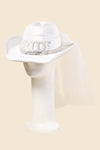 Pearl Bride with Bow Veil Cowboy Hat