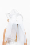 Pearl Bride with Bow Veil Cowboy Hat