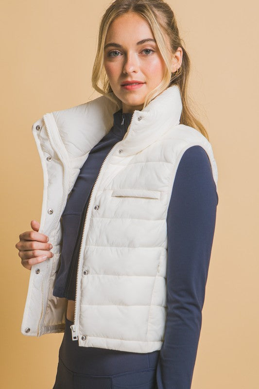 Padded Solid High Neck Vest