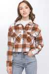 Plaid Cropped Button Down Jacket