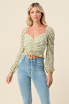 Chiffon Floral L/S Cinch Top