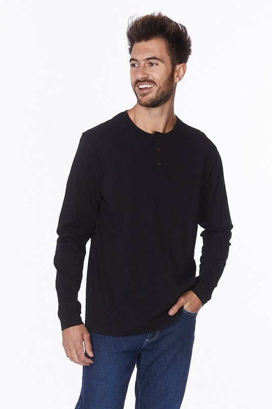 Solid Long Sleeve Button Henley