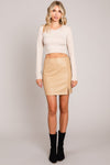 Pleather Side Slit Mini Skirt