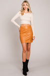 Pleather Side Slit Mini Skirt