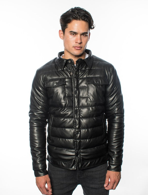 American Breed Quilted PU Puffer Jacket