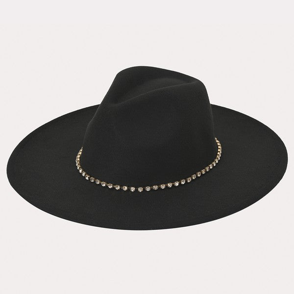 Rhinestone Line Fedora Hat