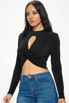 Solid Twist Front Keyhole Top