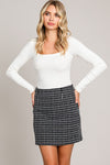 Plaid Check Tweed Mini Skirt