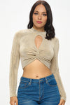 Solid Twist Front Keyhole L/S Top