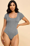 Double Lined Short Sleeve Scoop Neck Bodysuit