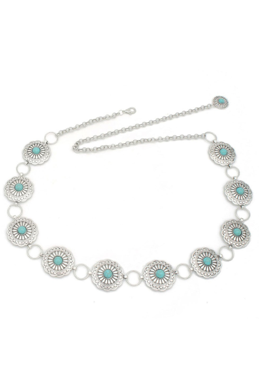 Small Scallop Circle with Stone Chain Belt