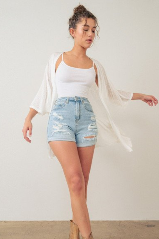 Distressed High Waist Mom Shorts