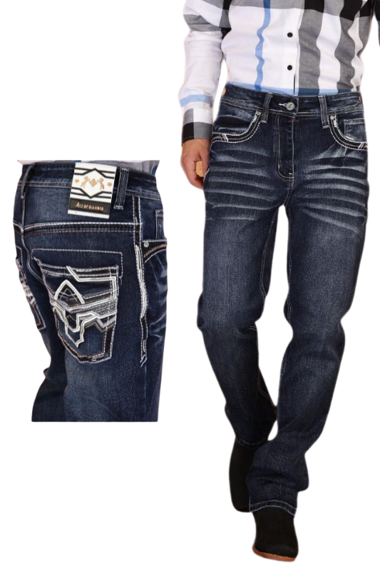 Tribal Stitch Pocket Denim