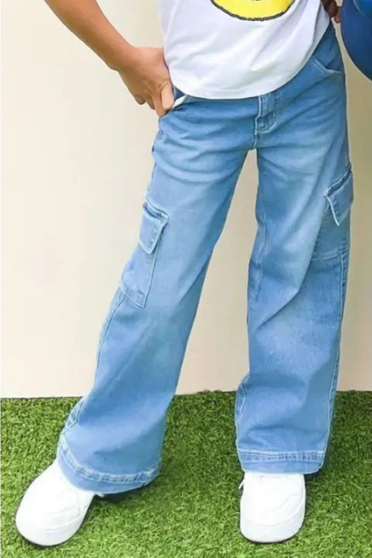 Wide Leg Cargo Denim Pant