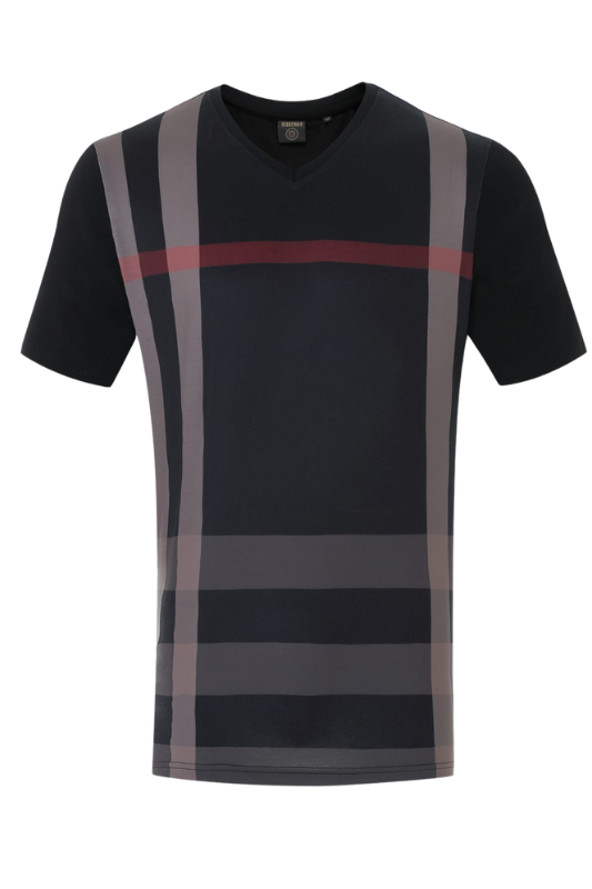 Plaid Front V-Neck Tee