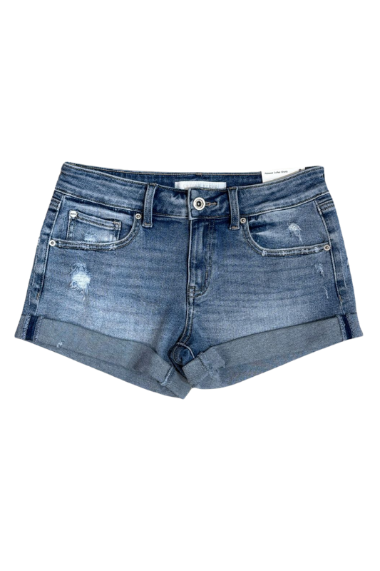 Mid Rise Destructed Relax Cuff Short