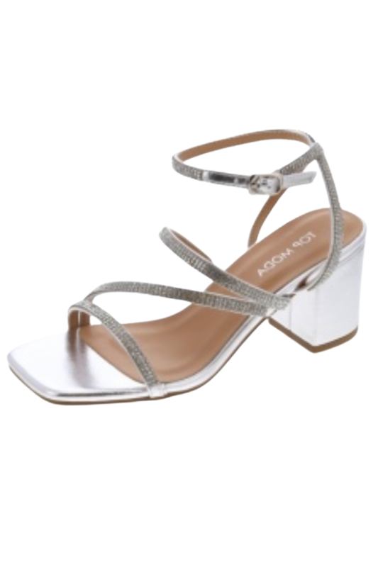 Strappy Short Chunky Crystal Heel