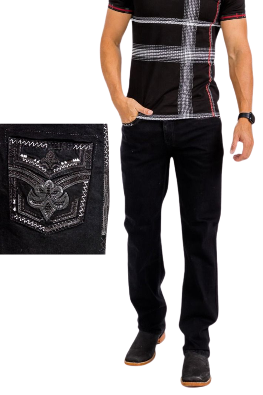 Fleur De Lis Pocket Stitch Bootcut Denim