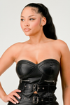 Faux Leather Belt Tube Top