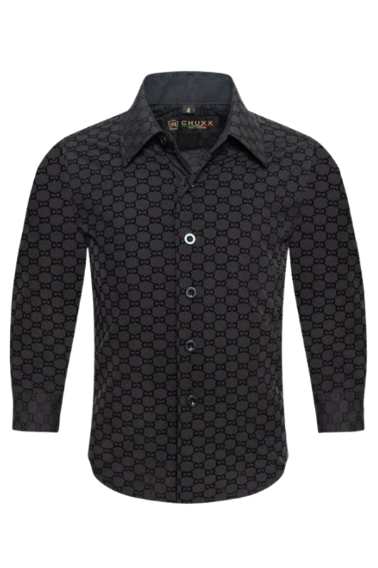 All Over CC Flocked Long Sleeve Button-Up