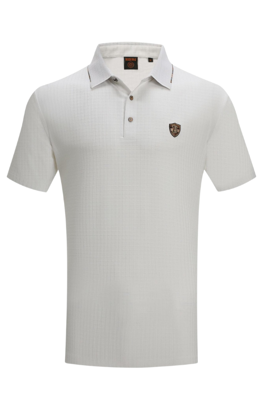 Textured Plaid B Shield Polo