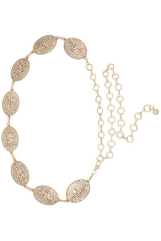Bull Horns Plaque Chain Belt
