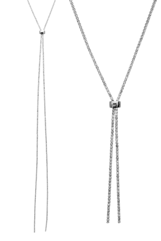 Rhinestone Bolo Slider Long Necklace
