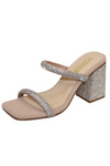 Abi Double Rhinestone Strap Chunky Mule