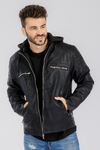 Pleather Moto Jacket w/Removable Hood