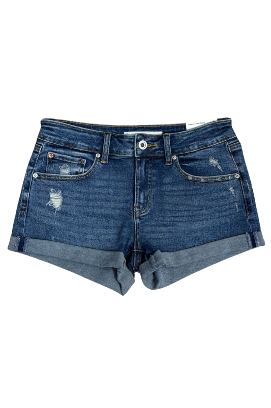 Mid Rise Destructed Relax Cuff Short