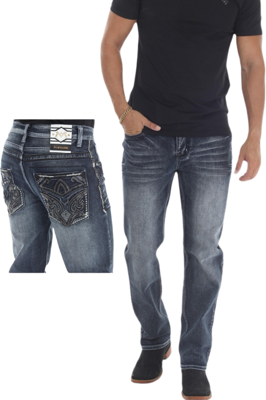 Pointed Down Arrow Detail Bootcut Denim