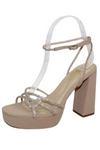Cross Over Crystal Strap Chunky Heel