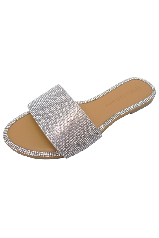 Crystal Single Band Flat Sandal