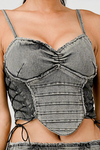 Side Laced Heart Denim Top