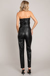 Pleather Belted Bustier Top Jumpsuit