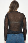 Cowl Neck Rhinestone Mesh Top